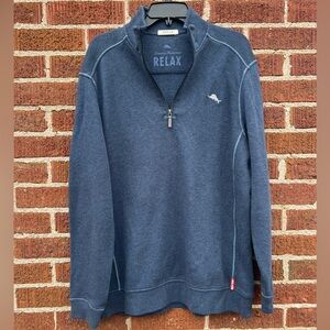 Tommy Bahama Blue Relax 100% Cotton 1/4 Zip Pullover size Medium